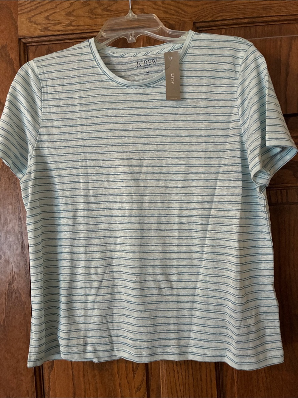 NWT J. Crew Women's Pale Blue Striped Crewneck Tee